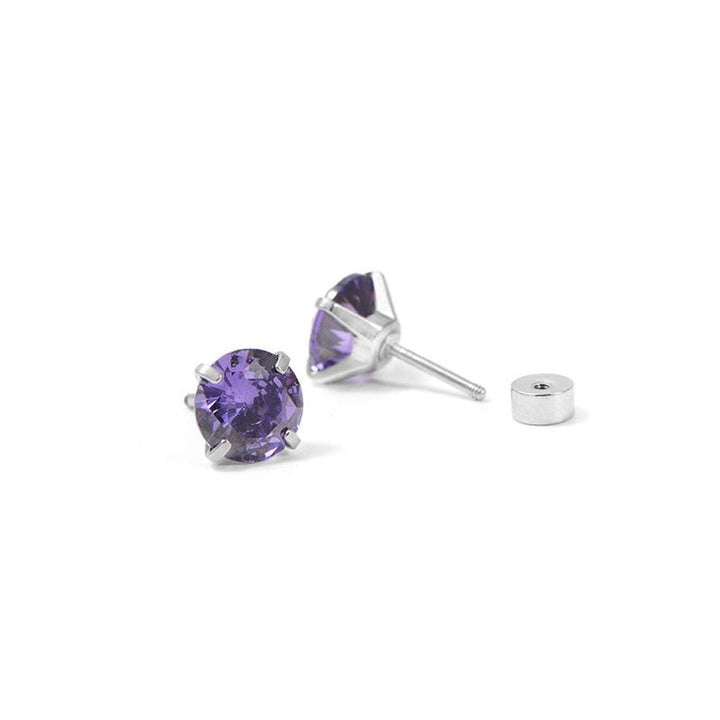 Amethyst runde Stecker | Weissgold