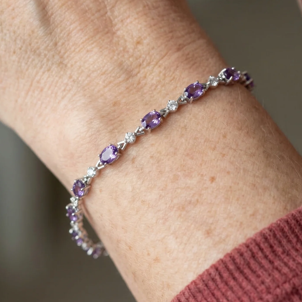 Amethyst Sternenlicht Armband | Weissgold