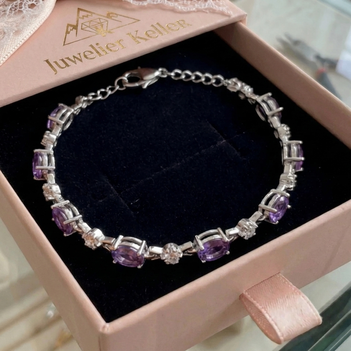 Amethyst Sternenlicht Armband | Weissgold