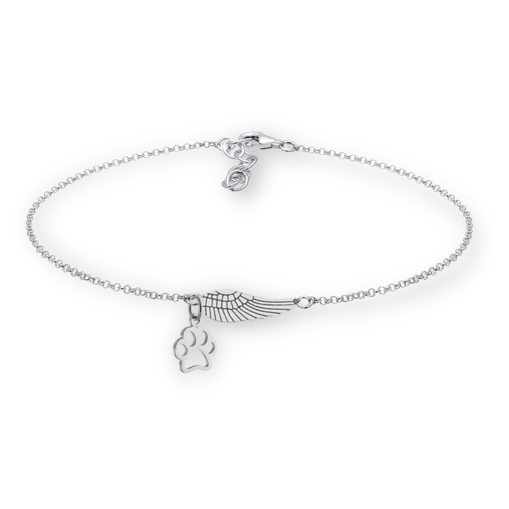 Armband Denkmal aus Weissgold mit Engelshaar und Abdruck, handgemacht