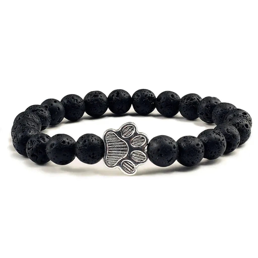 Armband mit pfotenförmigen Perlen aus Naturstein