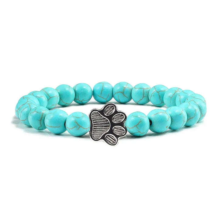 Armband mit pfotenförmigen Perlen aus Naturstein