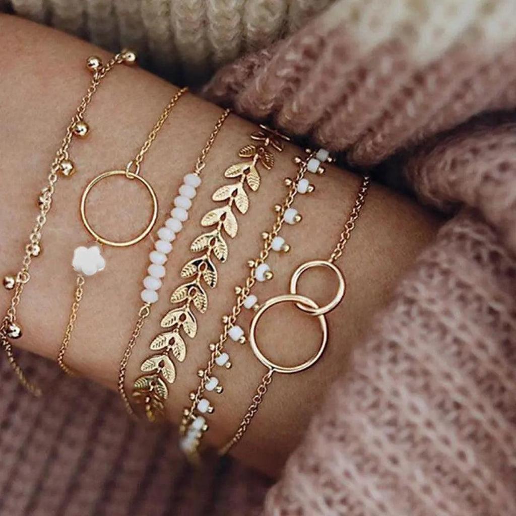 Bohème Armbandset in Goldfarbe