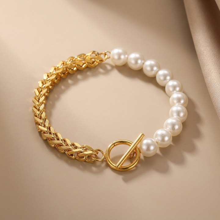 Elegantes Armband aus Gold und Margeriten