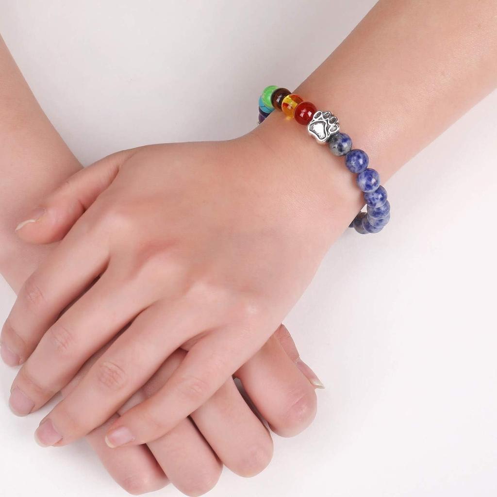 Erinnerungsarmband Himmlische Brücke mit 7 Chakra-Perlen, Geschenk zum Verlust eines Haustiers