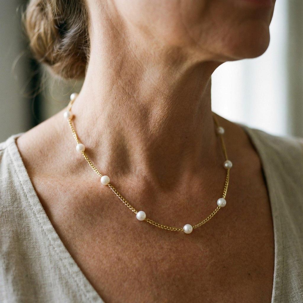 Goldkette mit natürlicher Perle