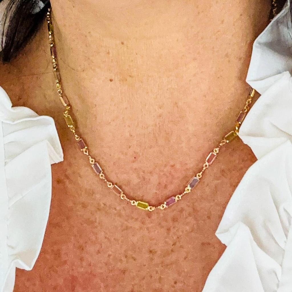 Halskette Isabella mit bunten Brillanten