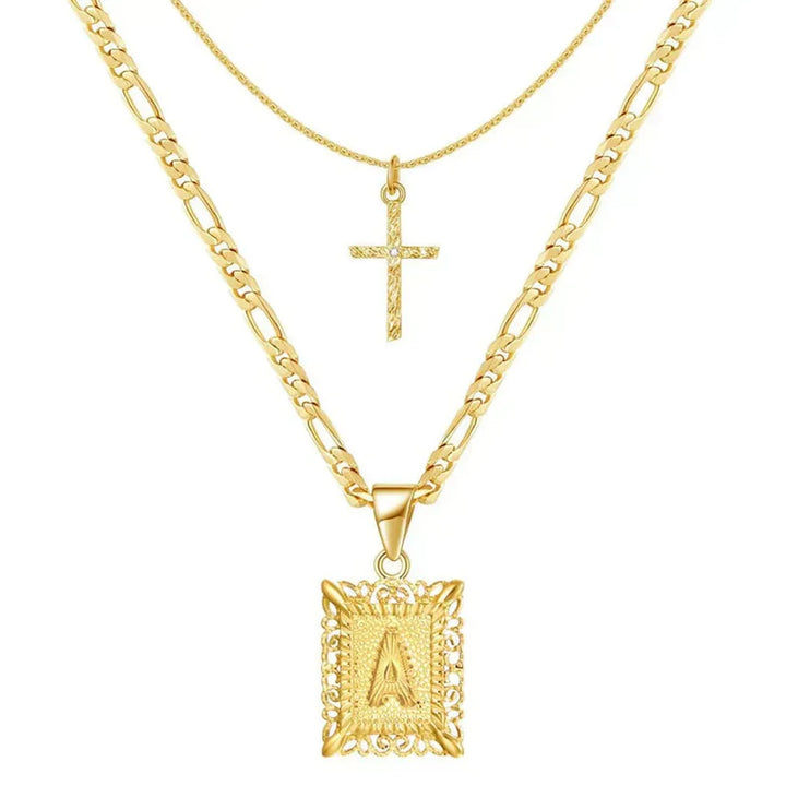 Kreuzkette mit Initiale | Gold