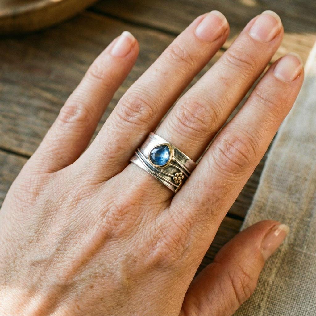 Meditationsring aus Böhmen mit Edelstein