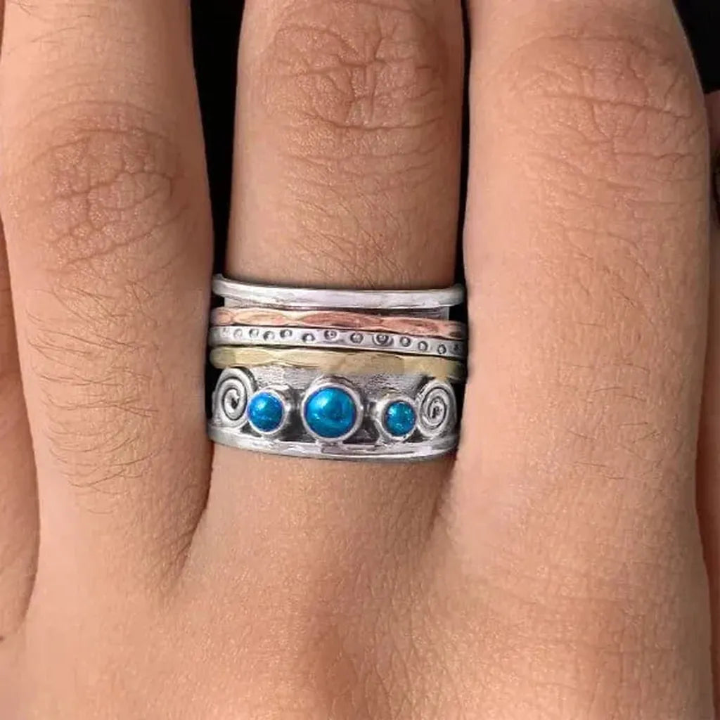 Meditationsring mit Boho-Saphir