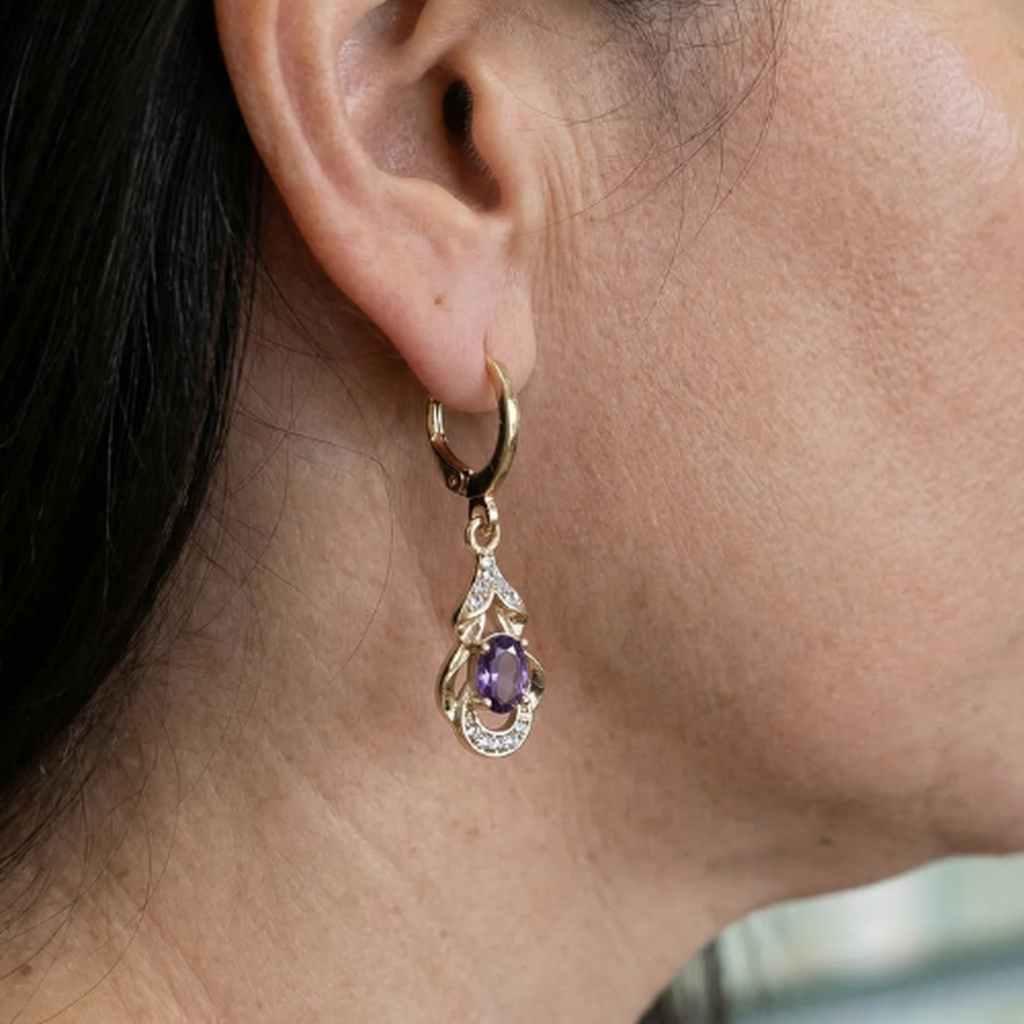 Mondlicht Amethyst Tropfenohrringe | Roségold