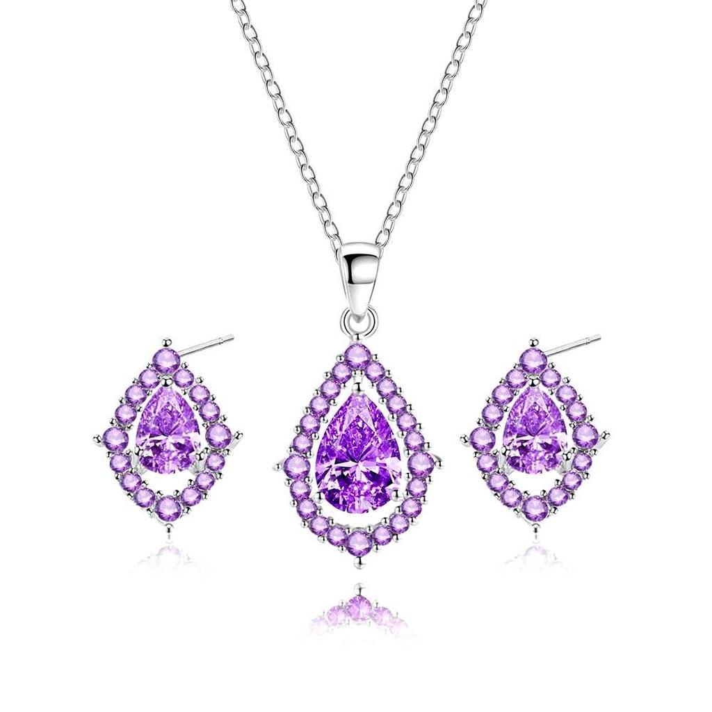 Nadine Amethyst Halskette und Ohrringe