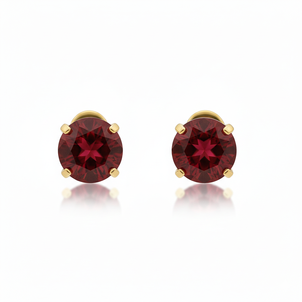 Ohrringe Rubin Rund | Gold