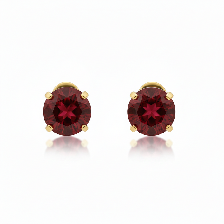 Ohrringe Rubin Rund | Gold