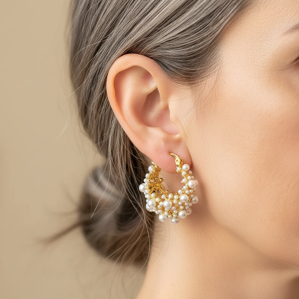 Ohrringe aus Gold mit Vintage-Design und Perlen
