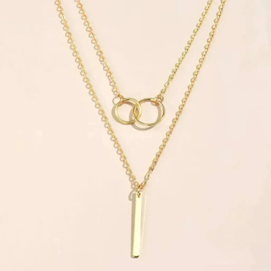 Retro-Goldkette mit doppeltem runden Anhänger