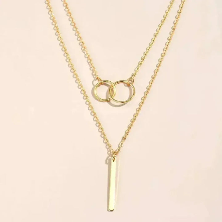 Retro-Goldkette mit doppeltem runden Anhänger