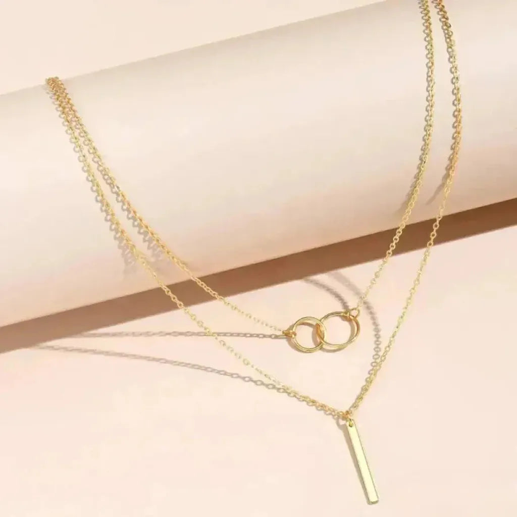 Retro-Goldkette mit doppeltem runden Anhänger