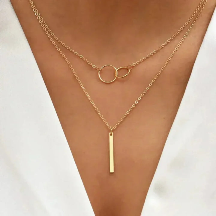 Retro-Goldkette mit doppeltem runden Anhänger