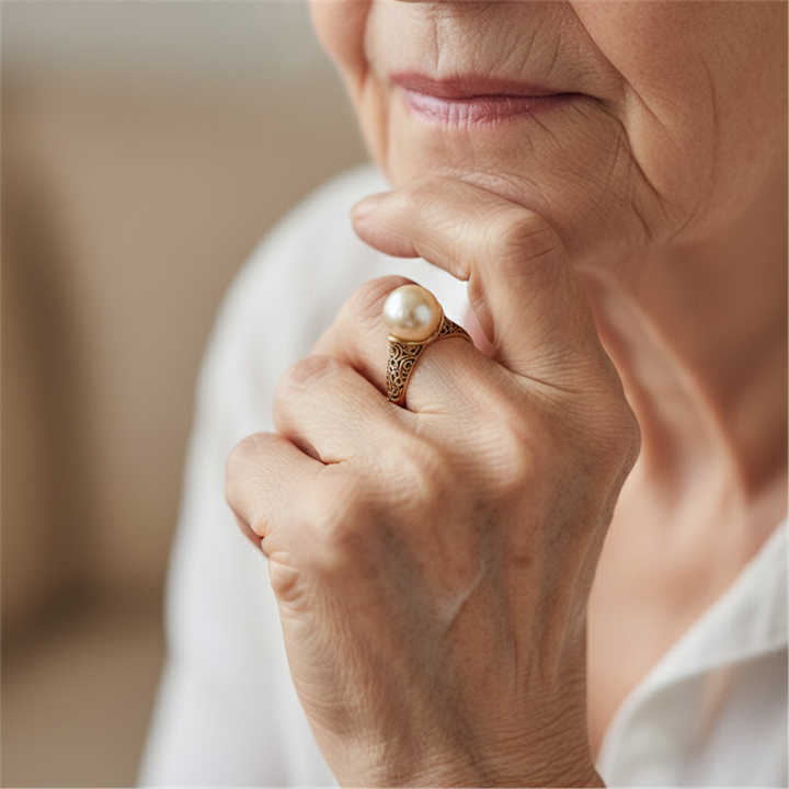 Retro-Goldring mit Perle