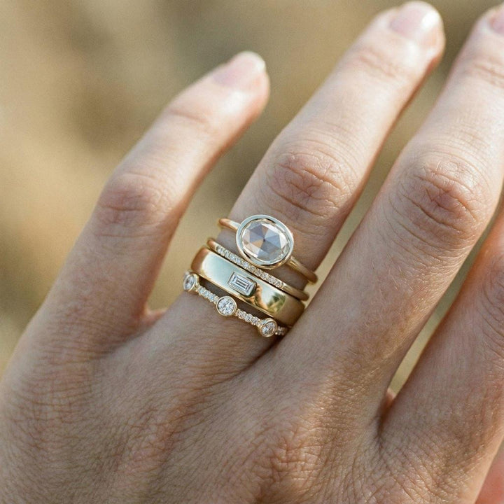 Retro-Ring-Set in Gold mit Brillanten