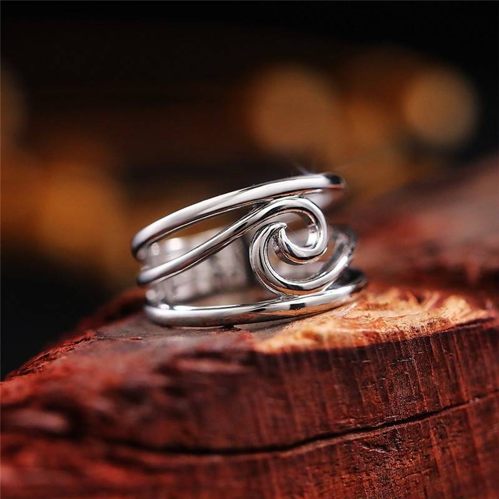 Retro-Ring in Weissgold mit Welle