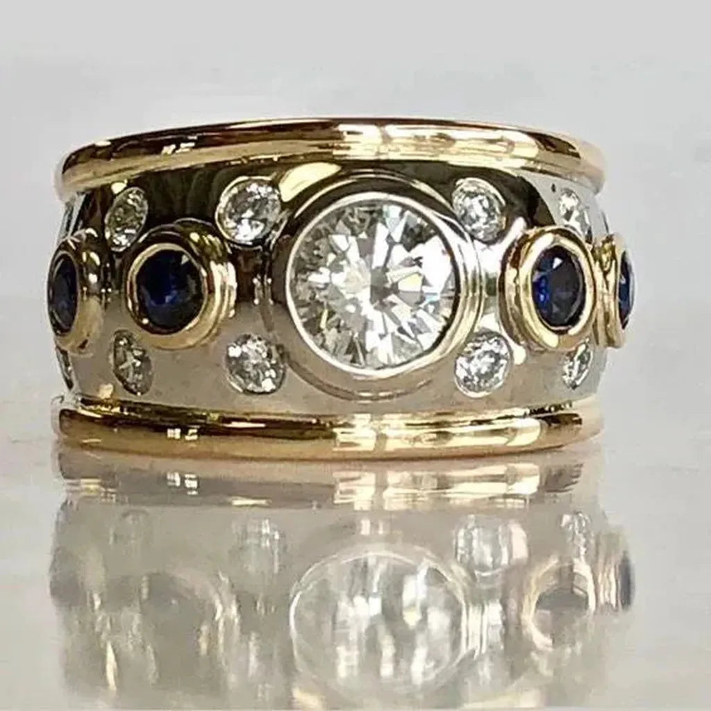 Retro-Ring mit Brillanten in Gold