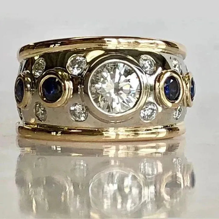Retro-Ring mit Brillanten in Gold
