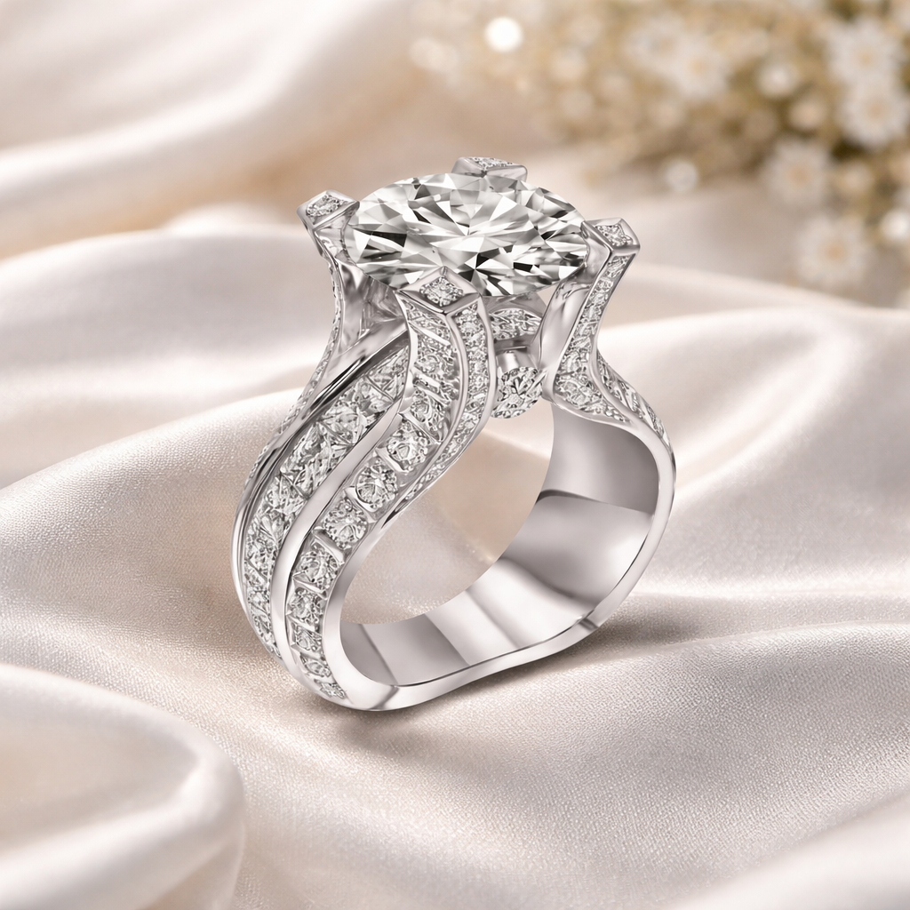Retro-Ring mit Brillanten
