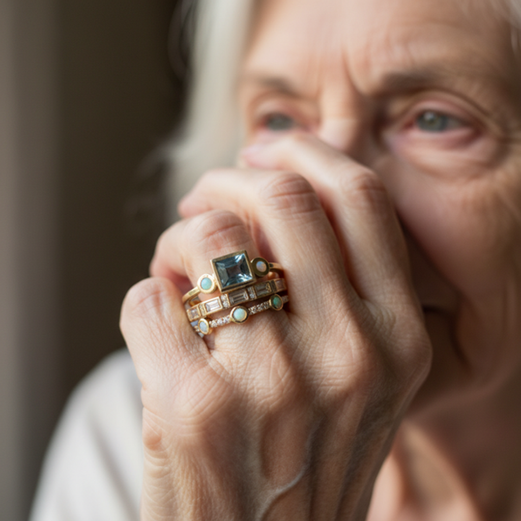Retro-Ringkollektion mit blauen Kristallen