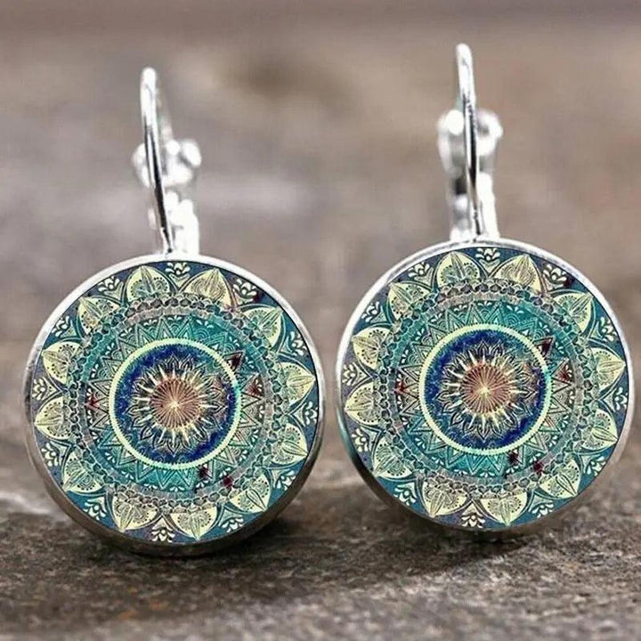 Retro runde Mandala-Ohrringe