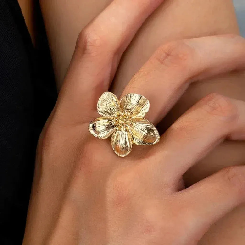 Ring Sonnenaufgang mit Blume in Gold