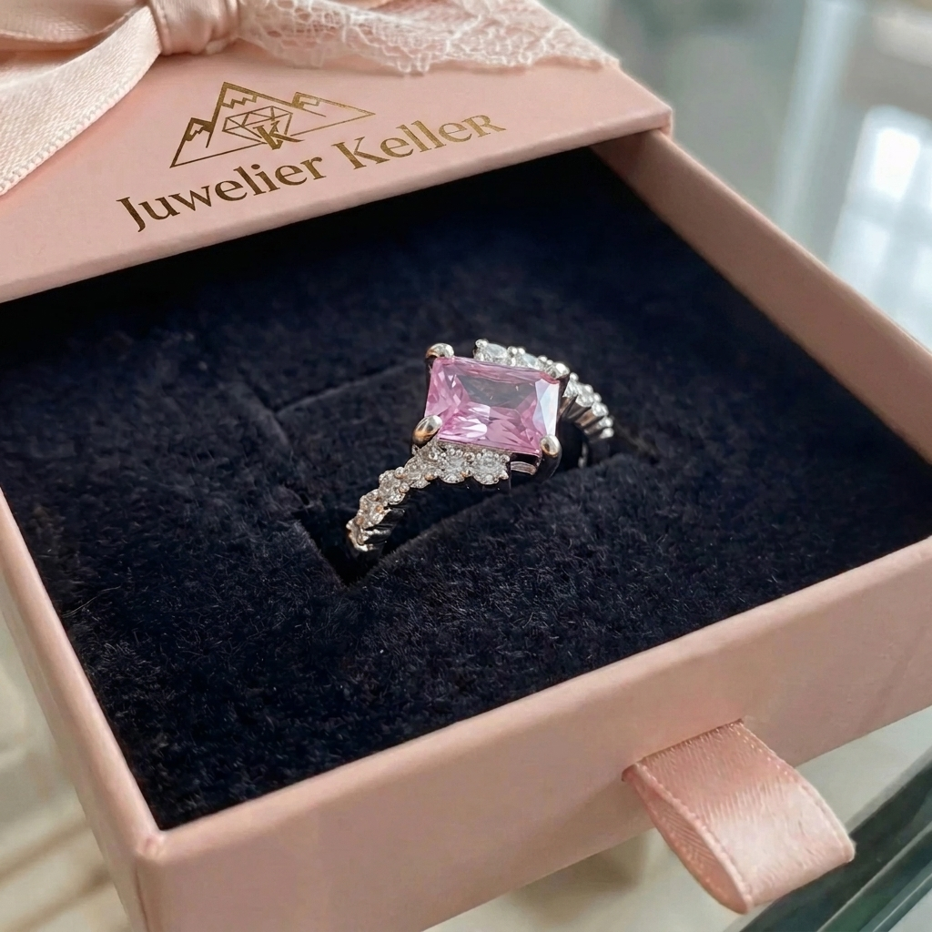 Rosa-Saphir-Ring | Weissgold