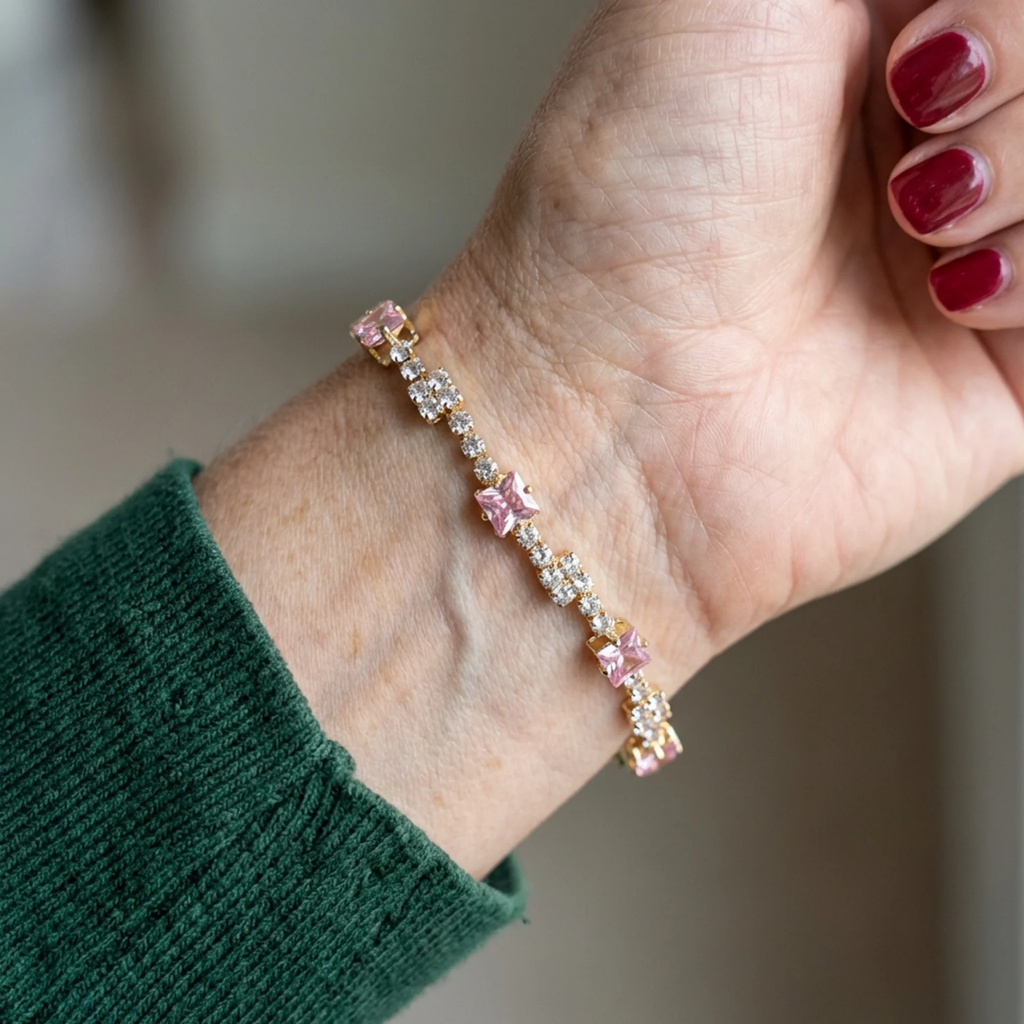 Rosé-Quadrate-Tennisarmband | Gold
