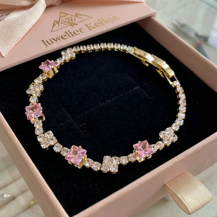 Rosé-Quadrate-Tennisarmband | Gold