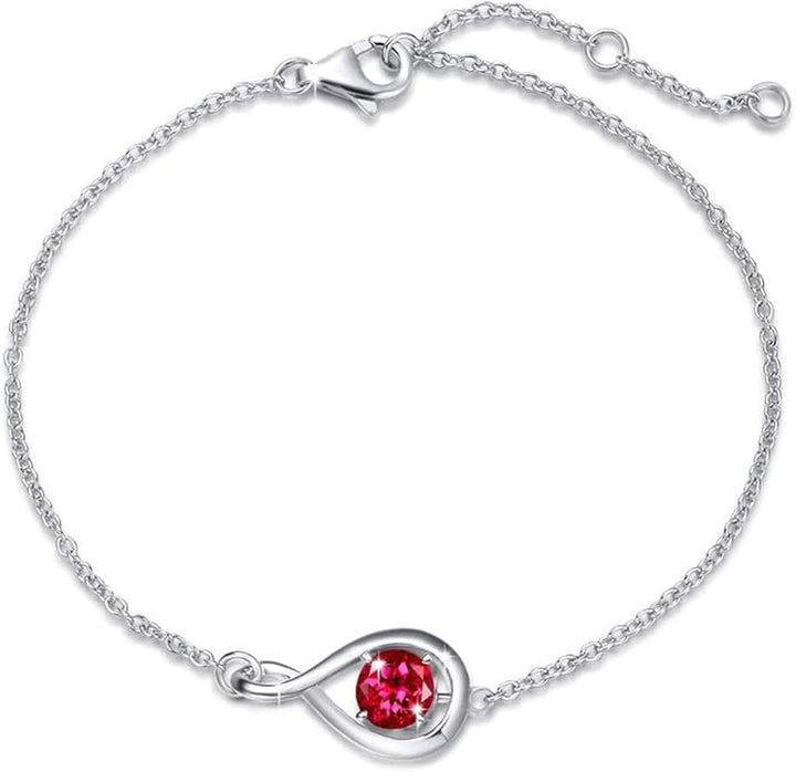 Rubin Unendlichkeit Armband | Weissgold