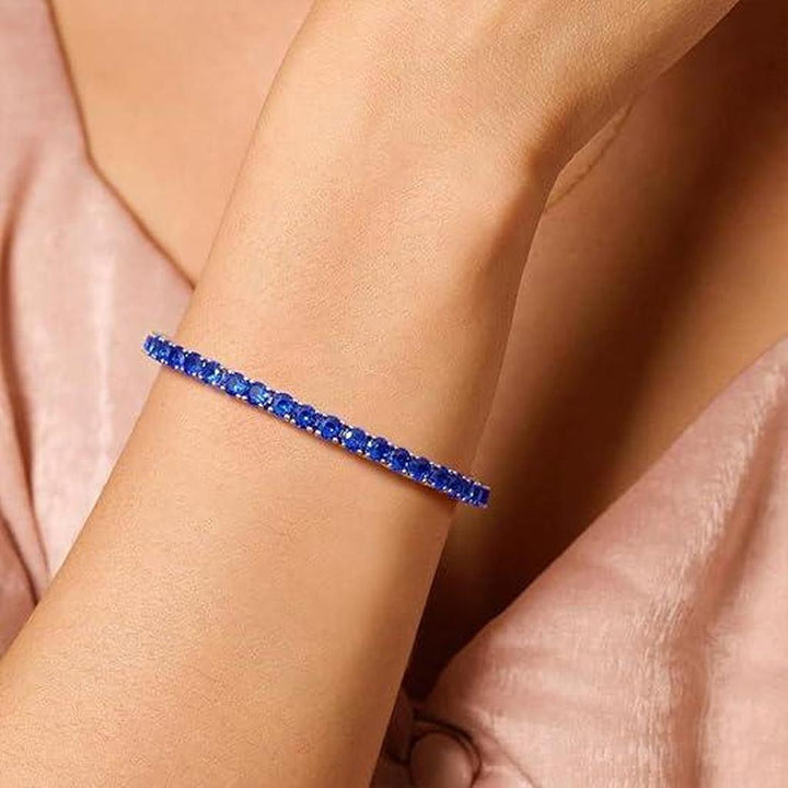 Saphir-Tennisarmband | Weissgold