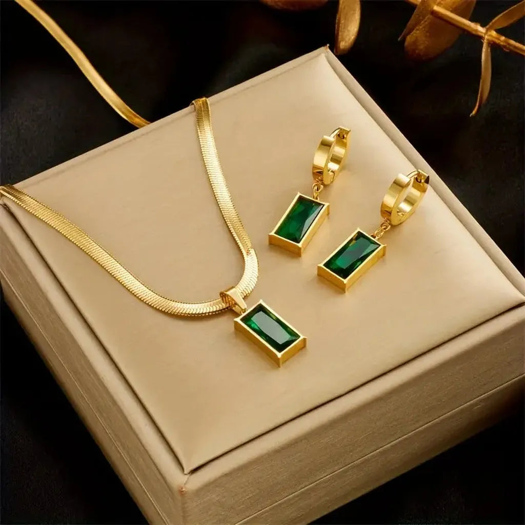 Schmuckset Lina mit Smaragd