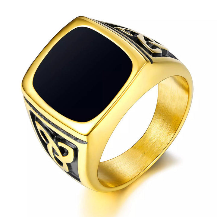 Schwarzer Onyx-Siegelring