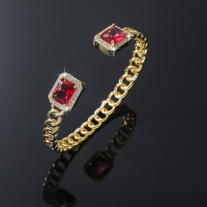 Veloria Rubin offenes Armband | Gold
