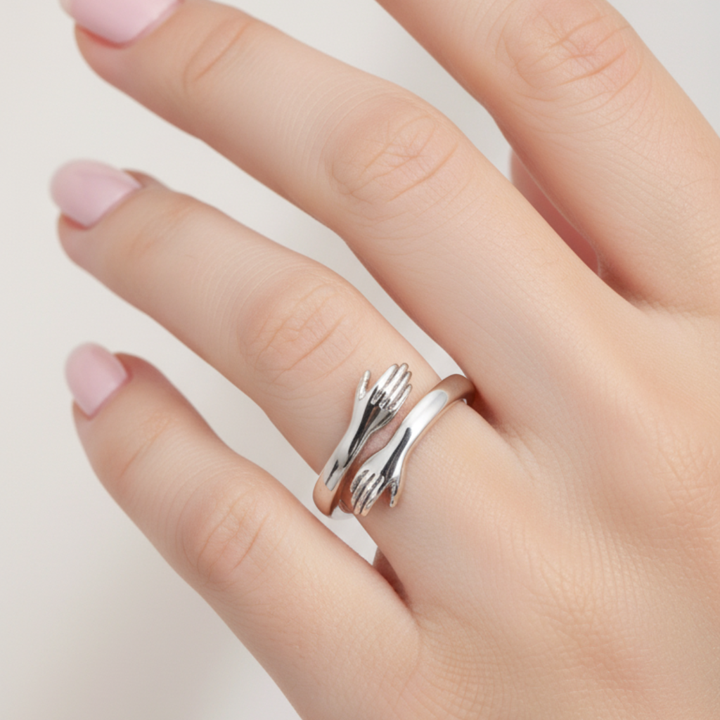 Verstellbarer Ring im Umarmungsstil in Weissgold