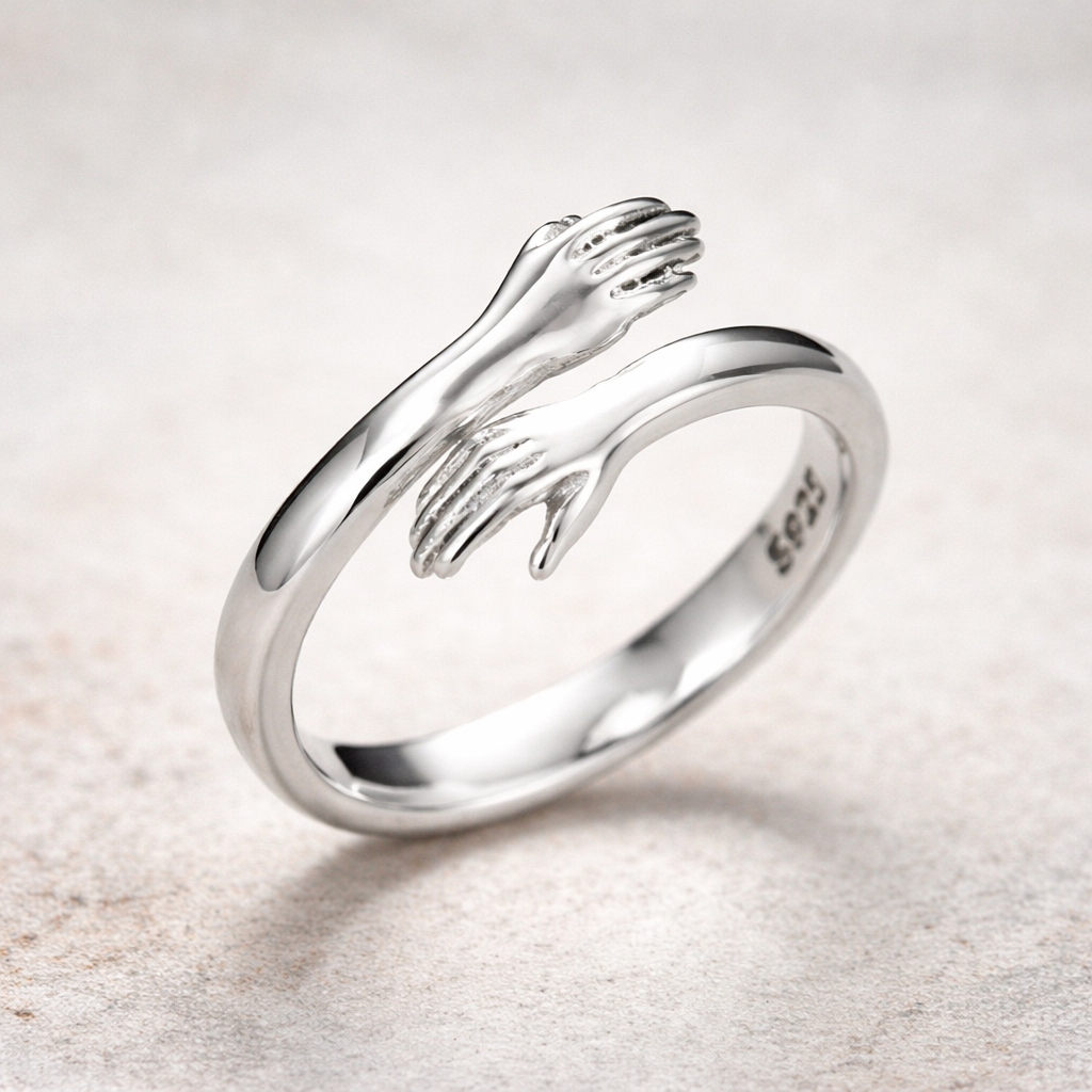 Verstellbarer Ring im Umarmungsstil in Weissgold