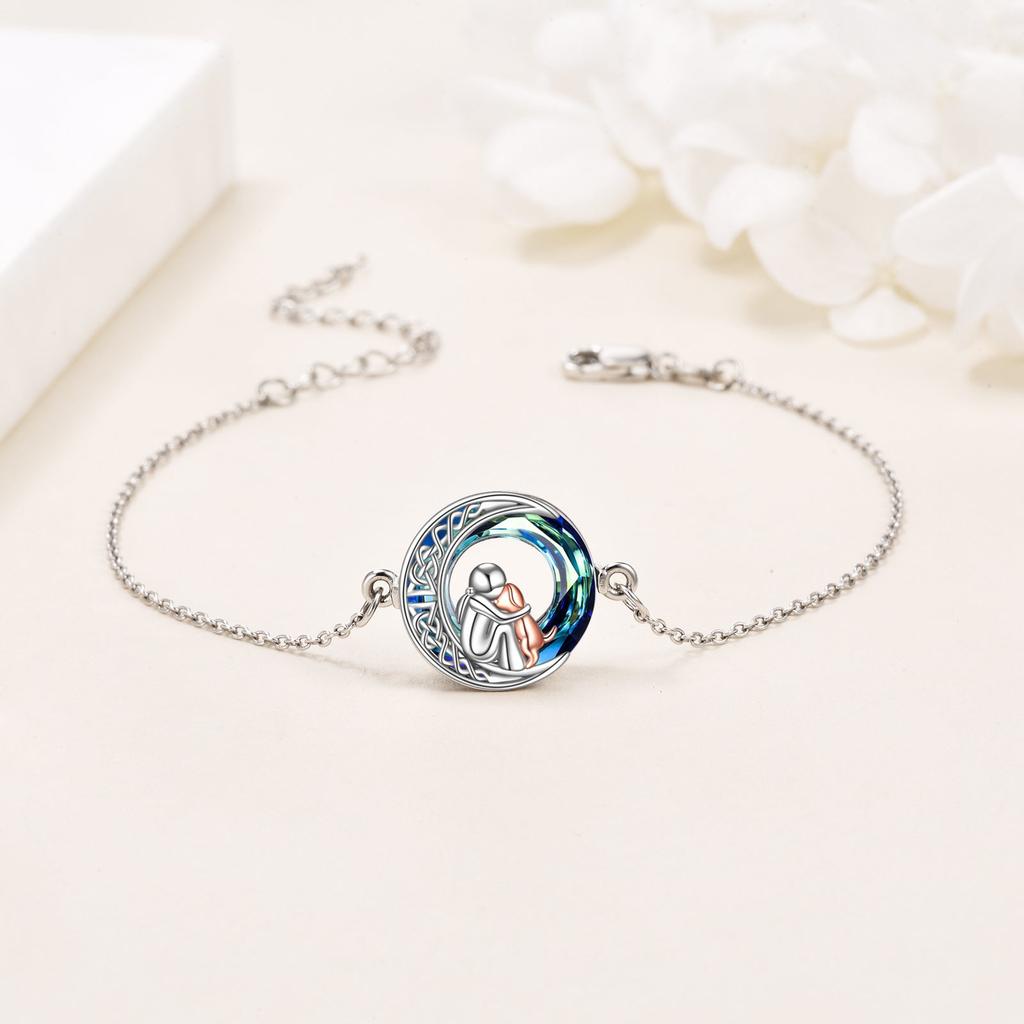 Verstellbares Armband mit Anhänger-Hund aus Weissgold
