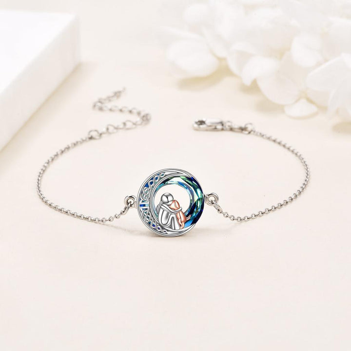 Verstellbares Armband mit Anhänger-Hund aus Weissgold