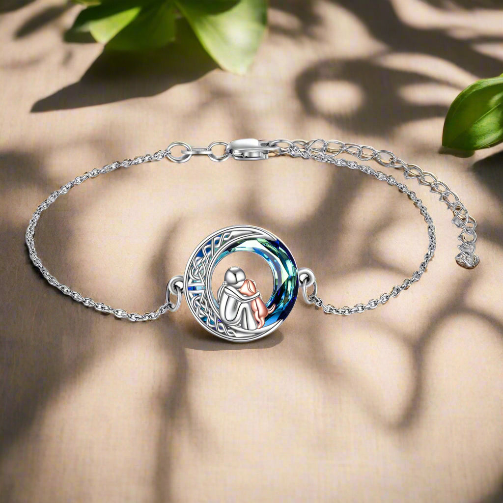 Verstellbares Armband mit Anhänger-Hund aus Weissgold