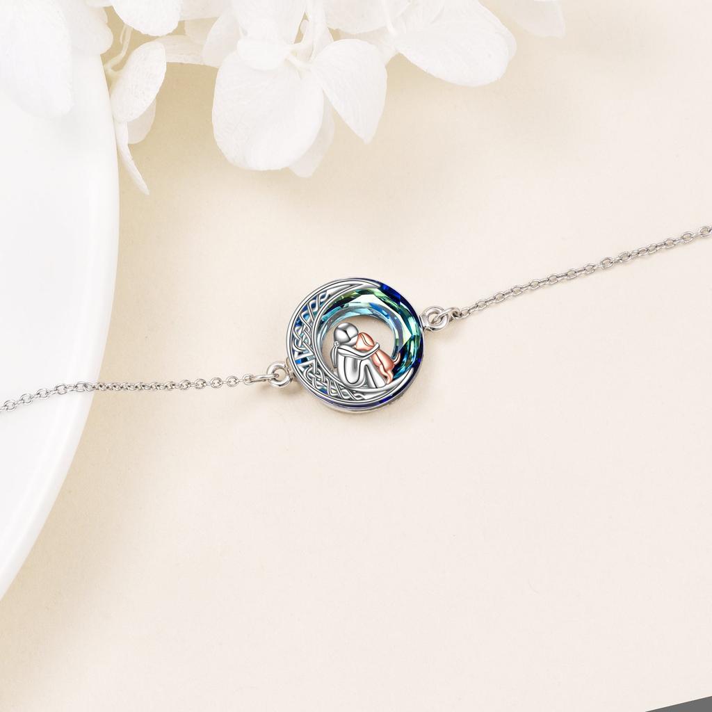 Verstellbares Armband mit Anhänger-Hund aus Weissgold