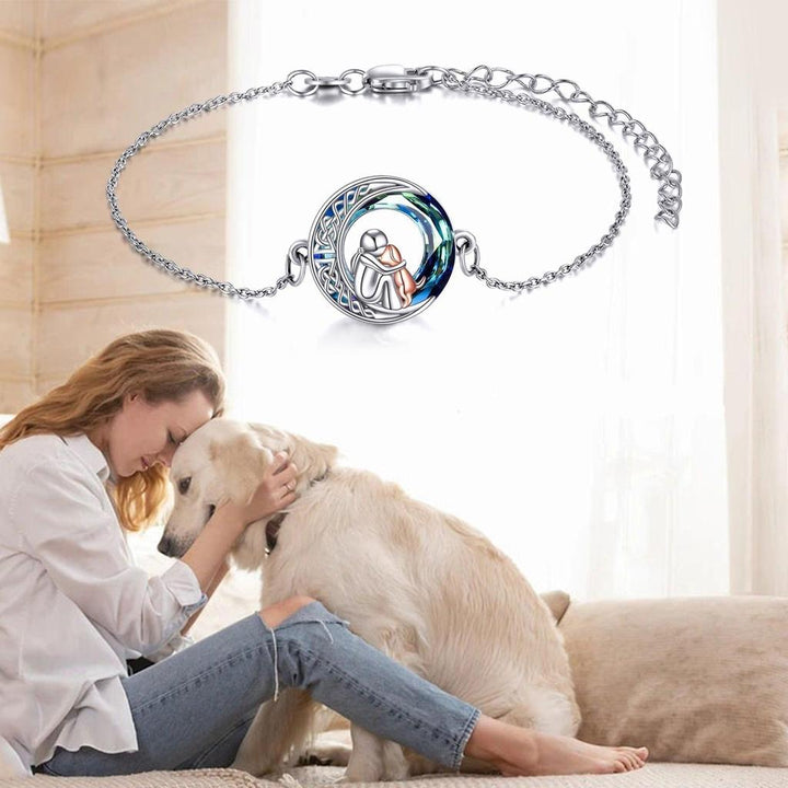 Verstellbares Armband mit Anhänger-Hund aus Weissgold