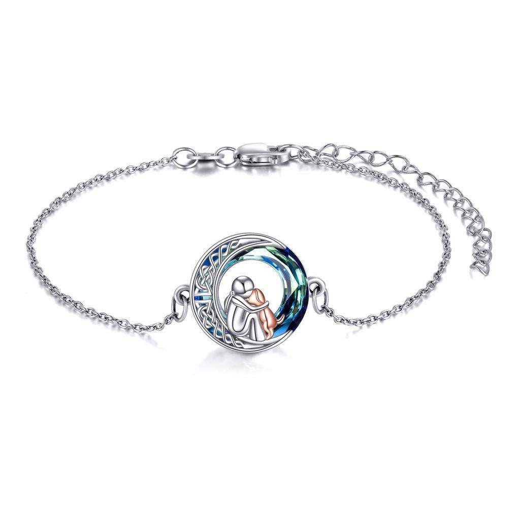 Verstellbares Armband mit Anhänger-Hund aus Weissgold