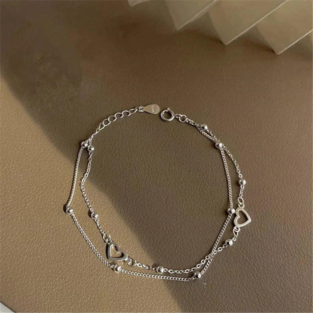 Verstellbares Armband mit Herz aus Weissgold