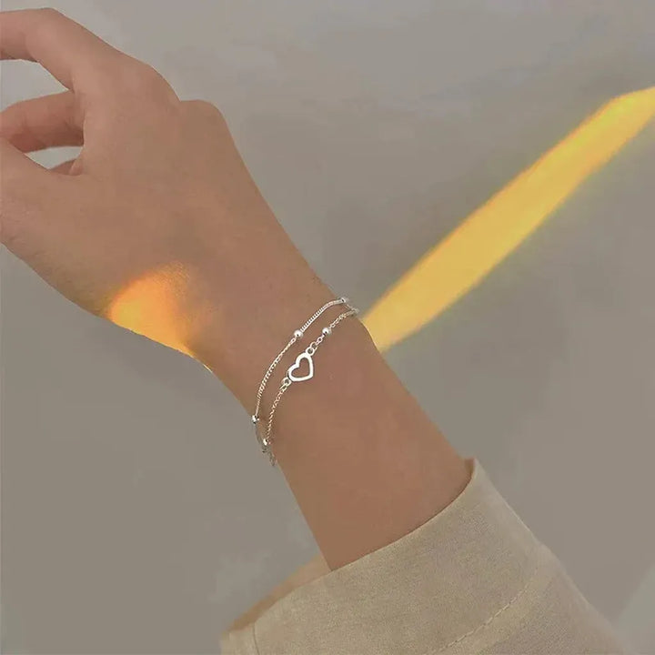 Verstellbares Armband mit Herz aus Weissgold